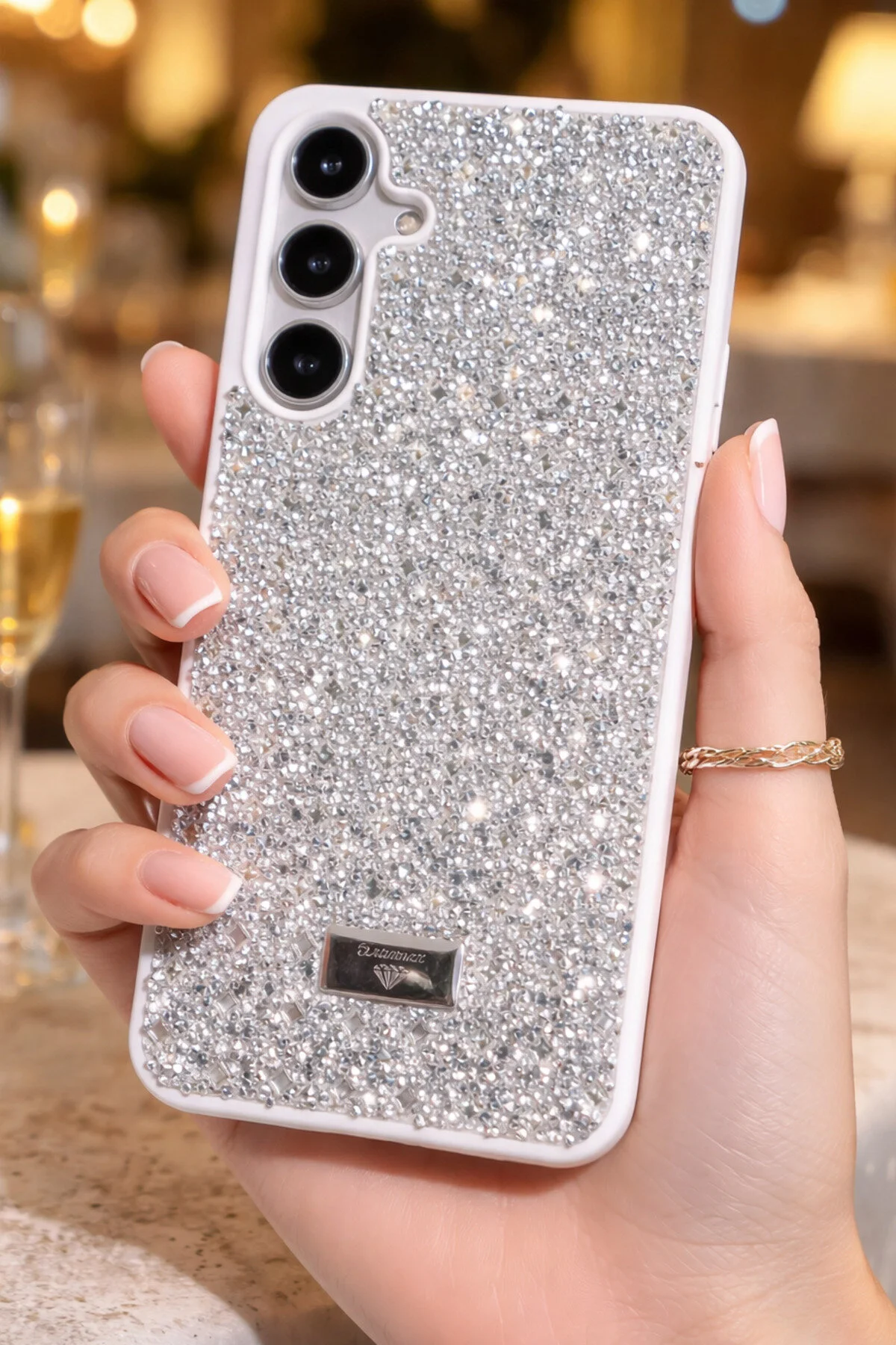 Galaxy A36 İçin Uyumlu Işıltılı Full Taşlı Kamera Koruma Çıkıntılı Özel Seri Kılıf