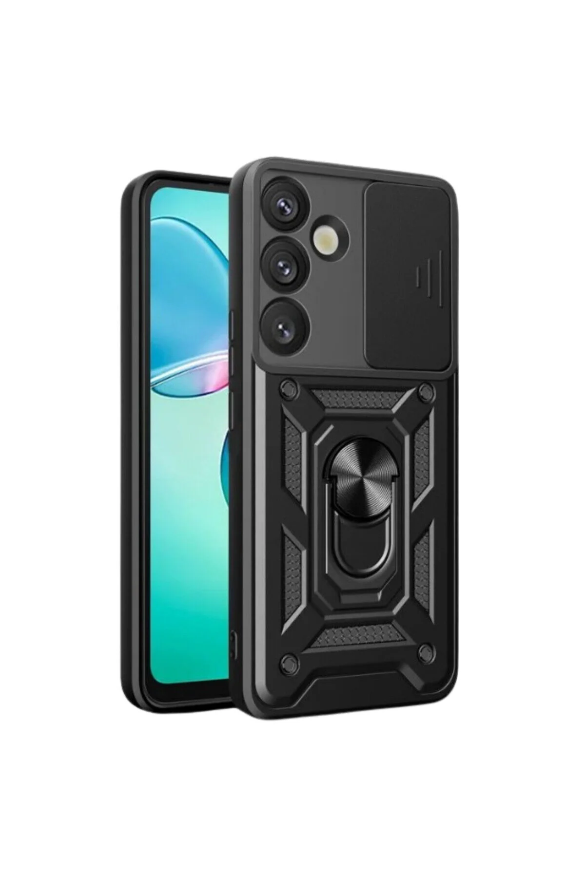 Samsung Galaxy S26 Plus İçin Uyumlu Sürgülü Korumalı Yüzüklü Standlı Magnetic Tpu Tank Kapak