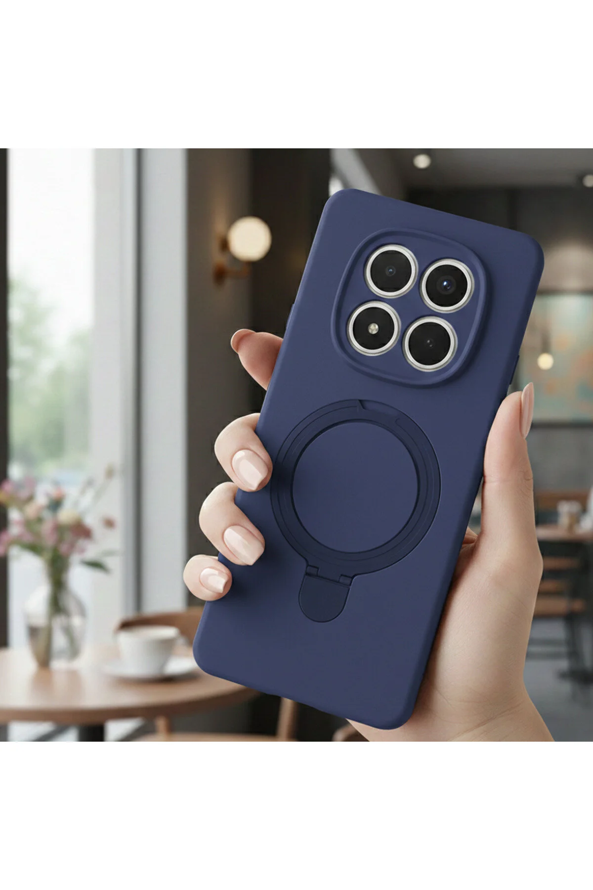 Redmi Note 15 Pro 4G İçin Uyumlu Soft Tasarım Magsafe Halka Stand İçi Kadife Kapak