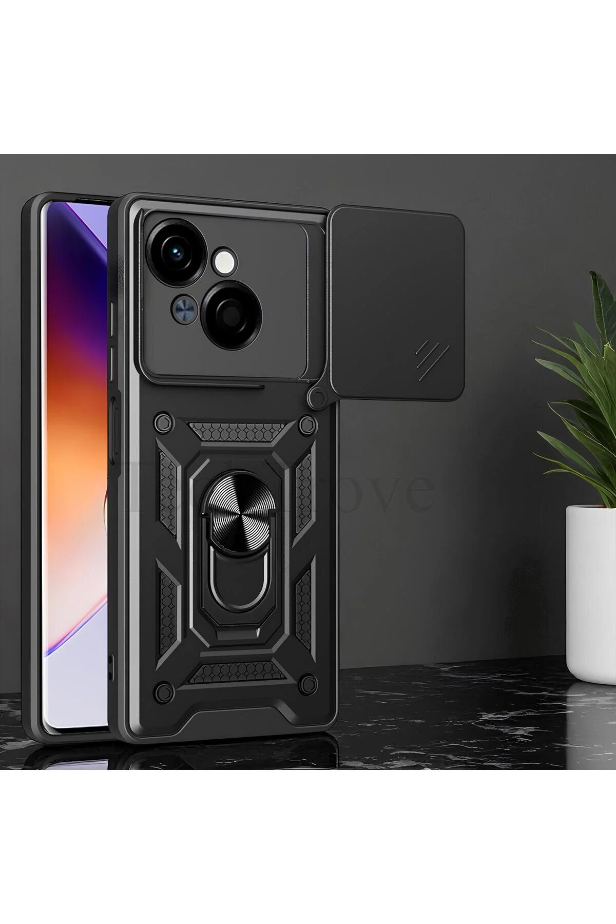 Tecno Spark Go 1 2025 Kılıf Yüzüklü Stand Olabilen Kamera Korumalı Magnetic Tpu Tank Kapak