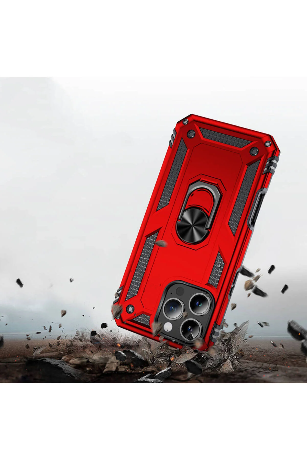 Apple iPhone 16 Pro Max Uyumlu Tank Korumalı Yüzüklü Standlı Kılıf