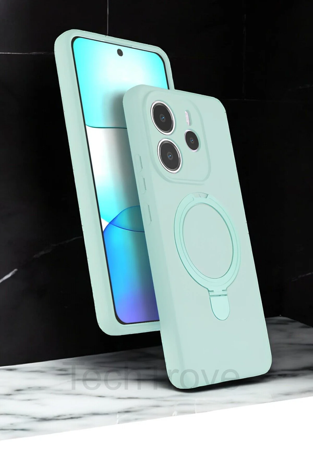 Xiaomi Redmi Note 14 4G Kılıf Soft Tasarım Magsafe Halka Stand İçi Kadife Kapak
