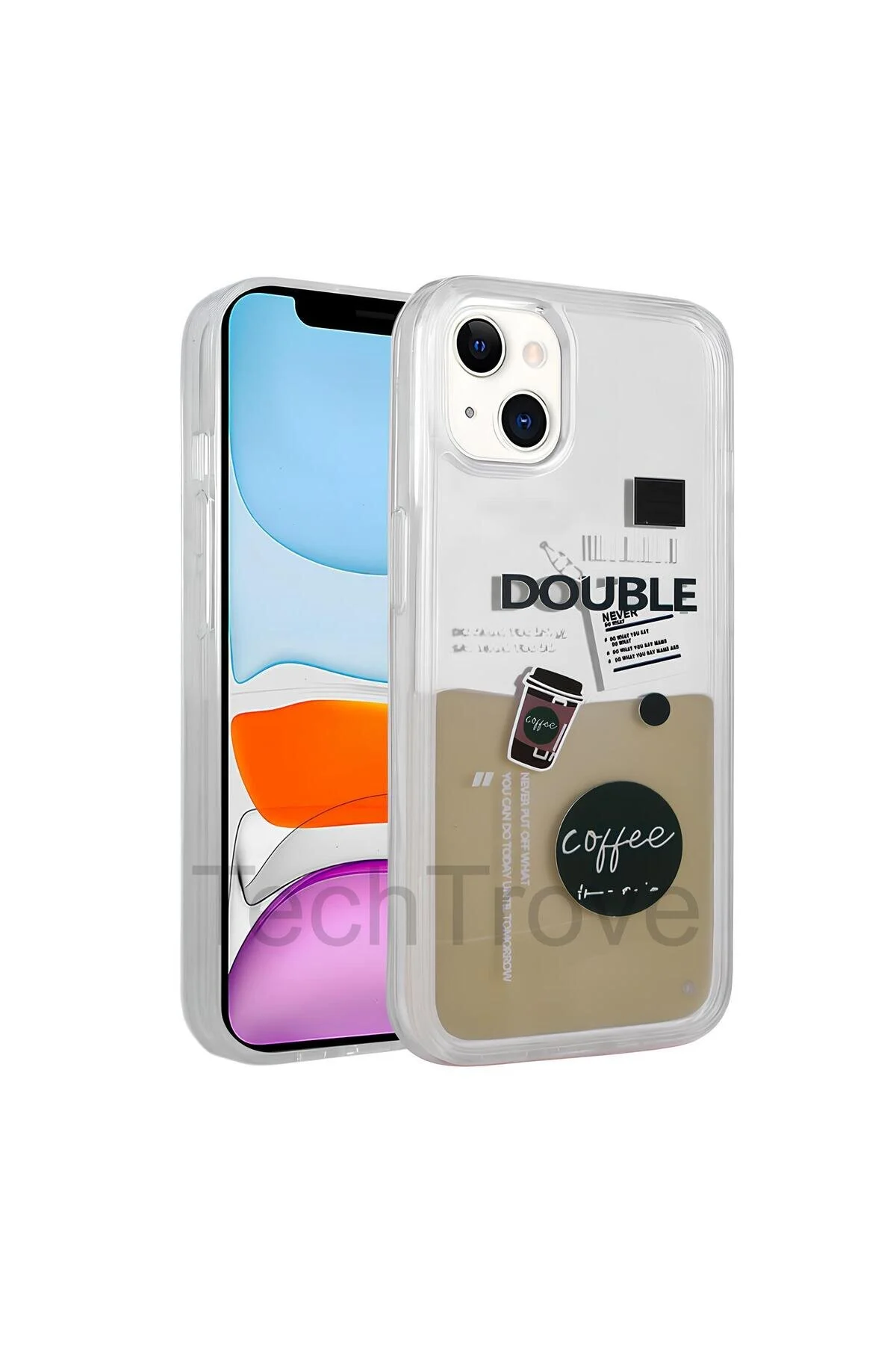 Apple iPhone 14 Plus Kılıf Desenli Tasarım Sıvılı Coffee Tasarım Kapak