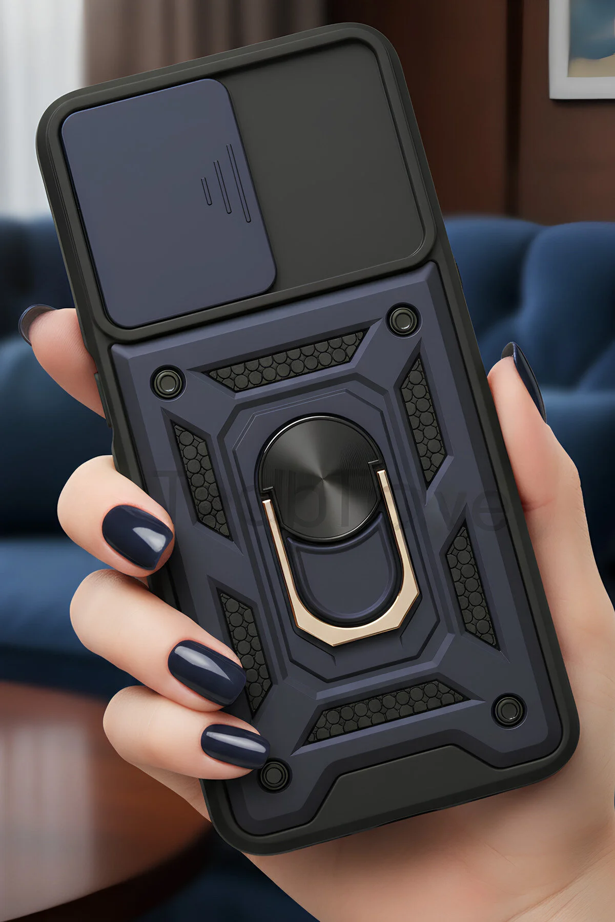 Xiaomi Mi 12T Pro Kılıf Sürgülü Kamera Korumalı Yüzüklü Stand Olabilen Magnetic Tpu Tank Kapak