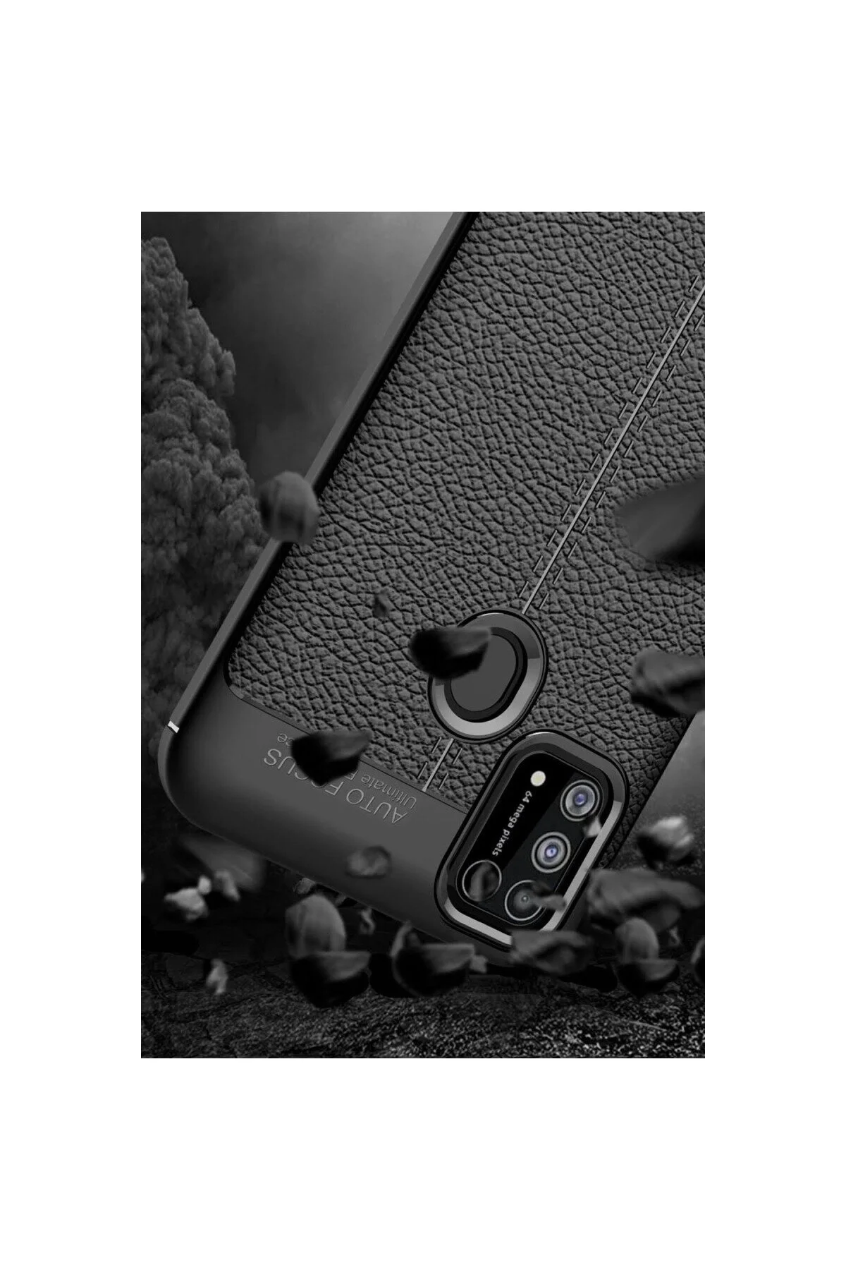 Samsung Galaxy M31 İçin Uyumlu Deri Tasarımlı Elde Kaymaz Korumalı Silikon Kılıf