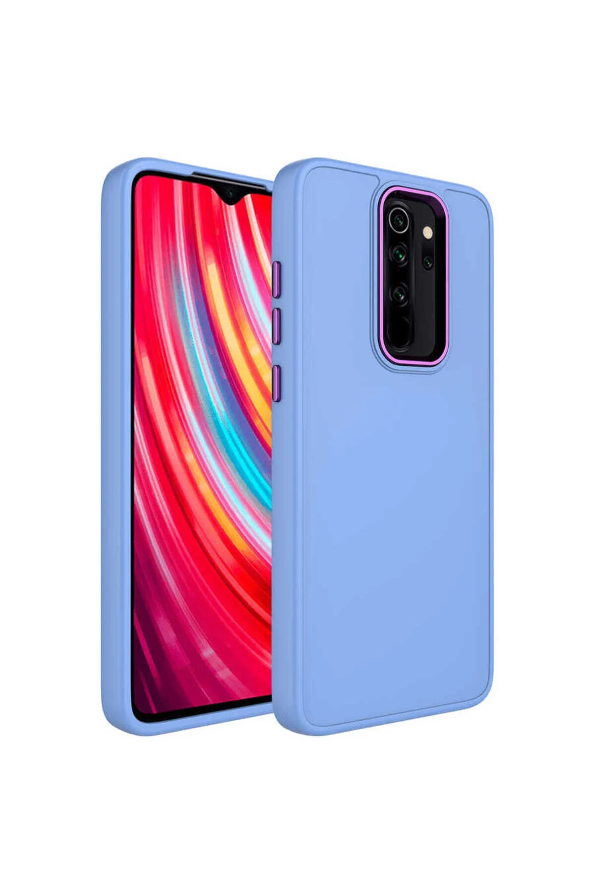 Redmi Note 8 Pro İçin Uyumlu Metal Çerçeve ve Buton Tasarımlı Silikon Kılıf