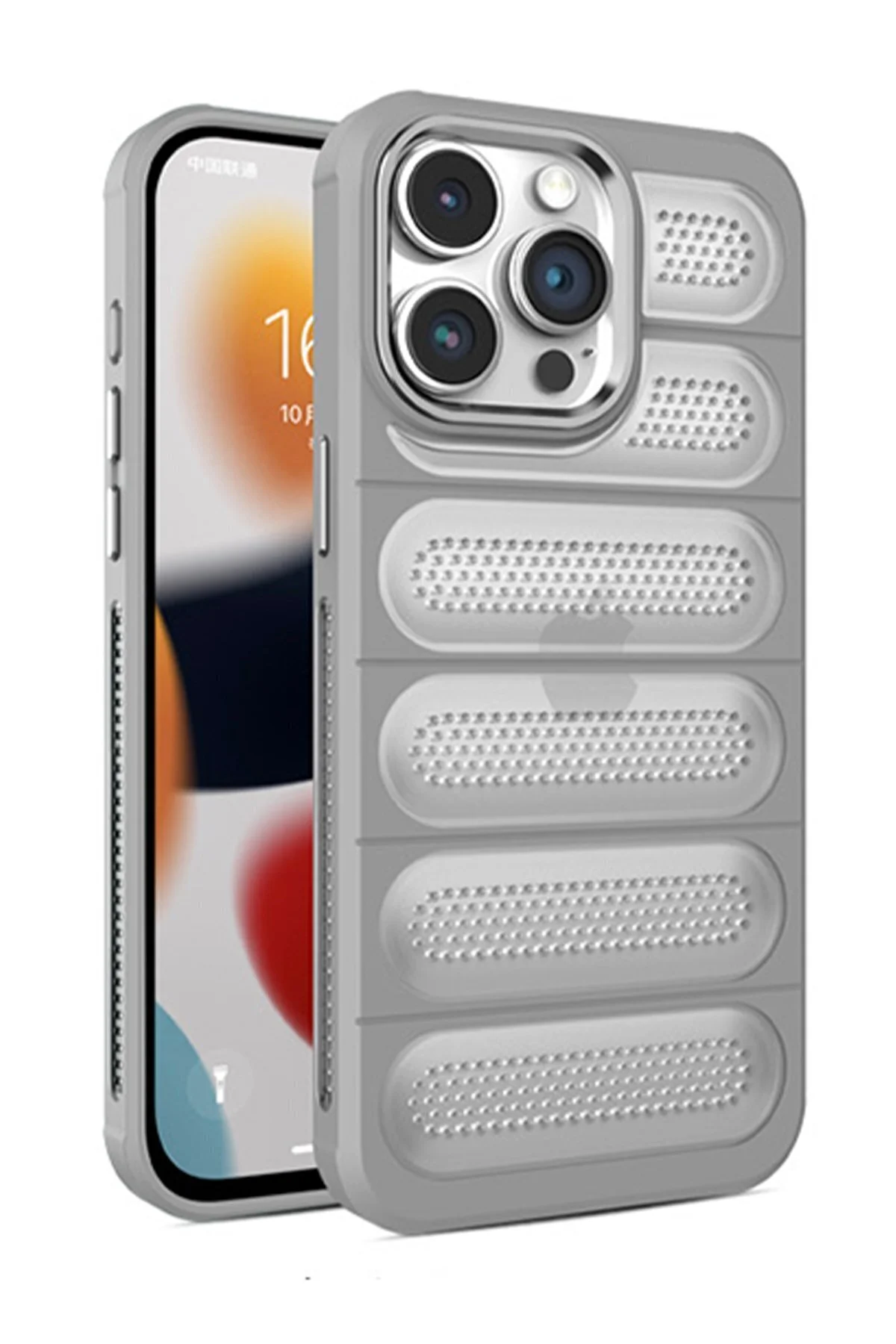 iPhone 15 Pro Uyumlu Dalgalı Tasarım Elden Kaymaz Yeni Kılıf - Titan Gri