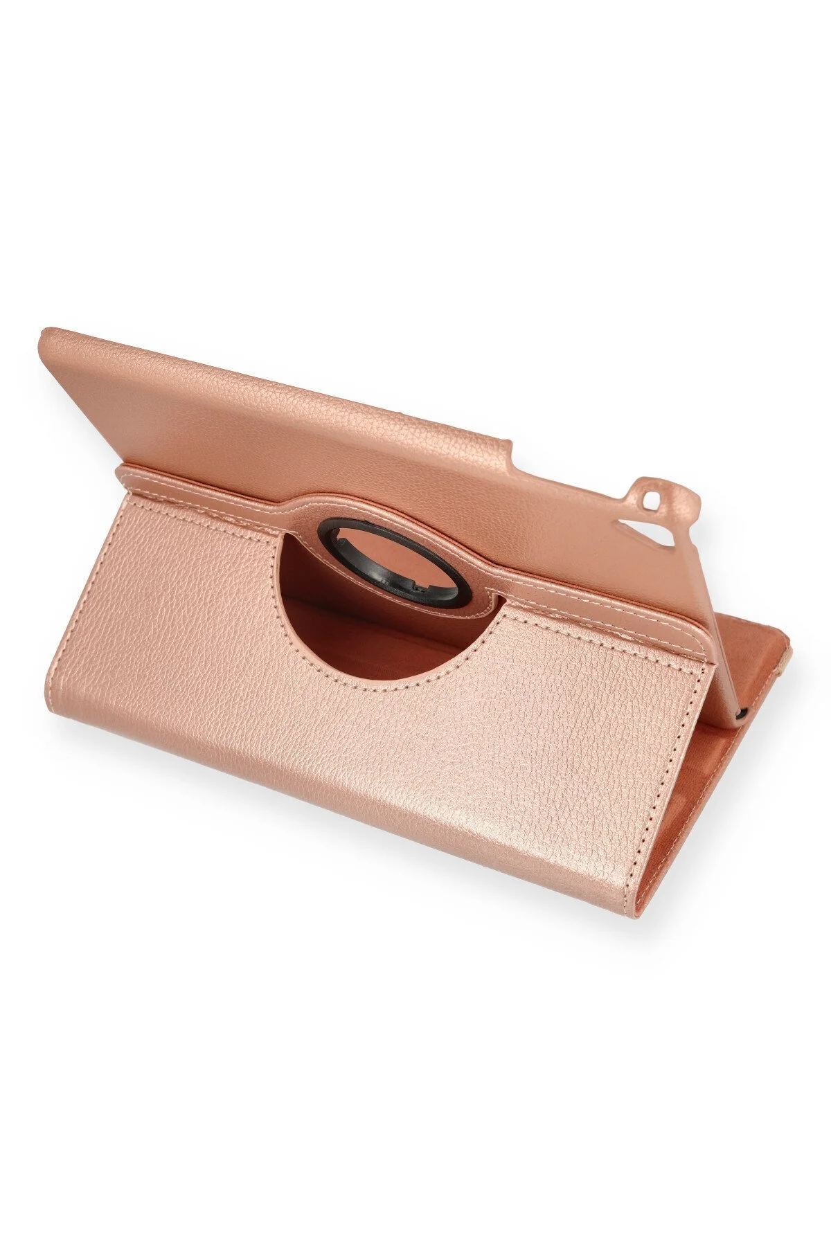 iPad Pro 9.7 Uyumlu Kılıf 360 Dönerli Deri Korumalı Tablet Kılıfı - Rose Gold