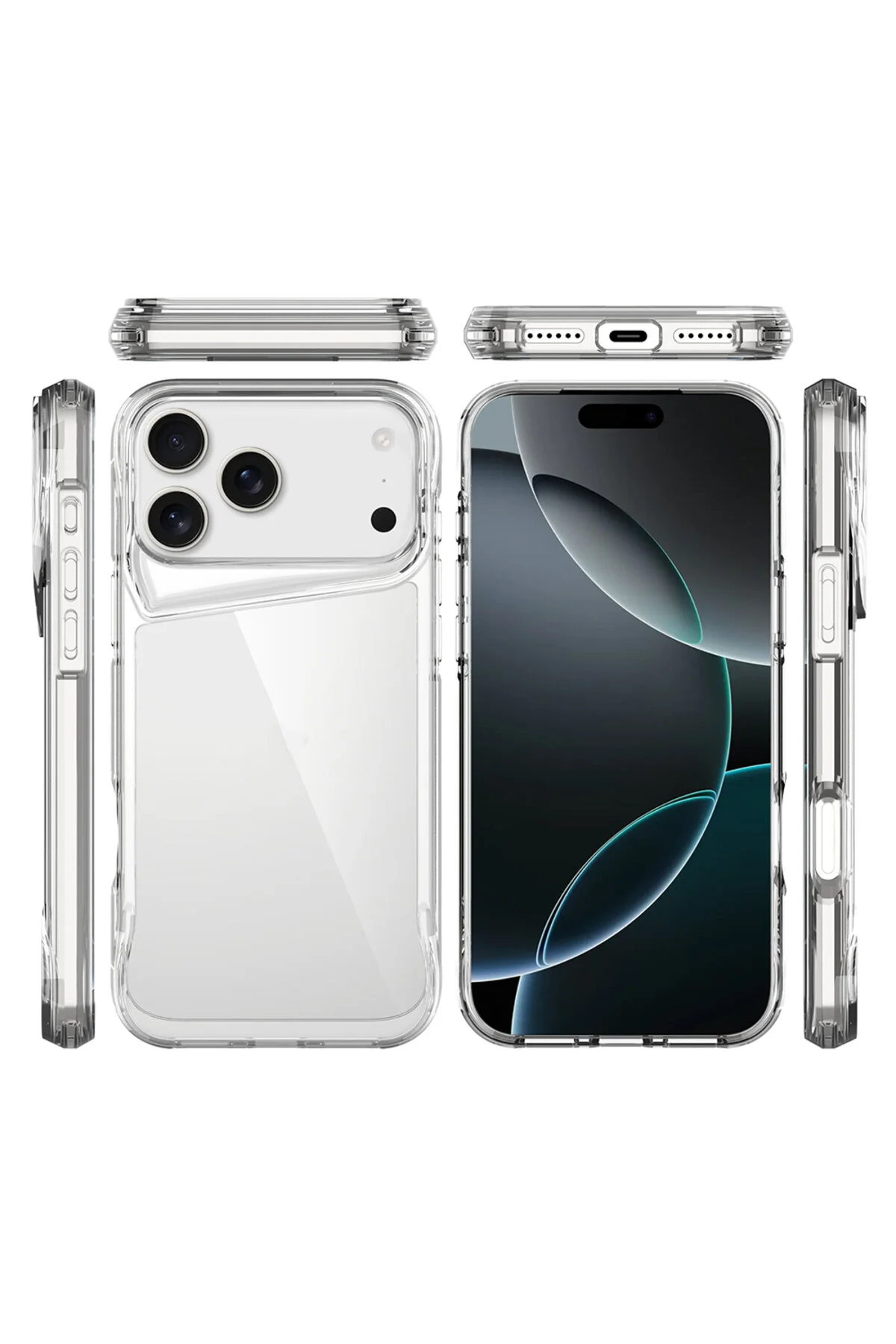 Apple iPhone 17 Pro Max Kılıf Kamera Koruma Çıkıntılı Sararmaz Leke Tutmaz Şeffaf Kapak