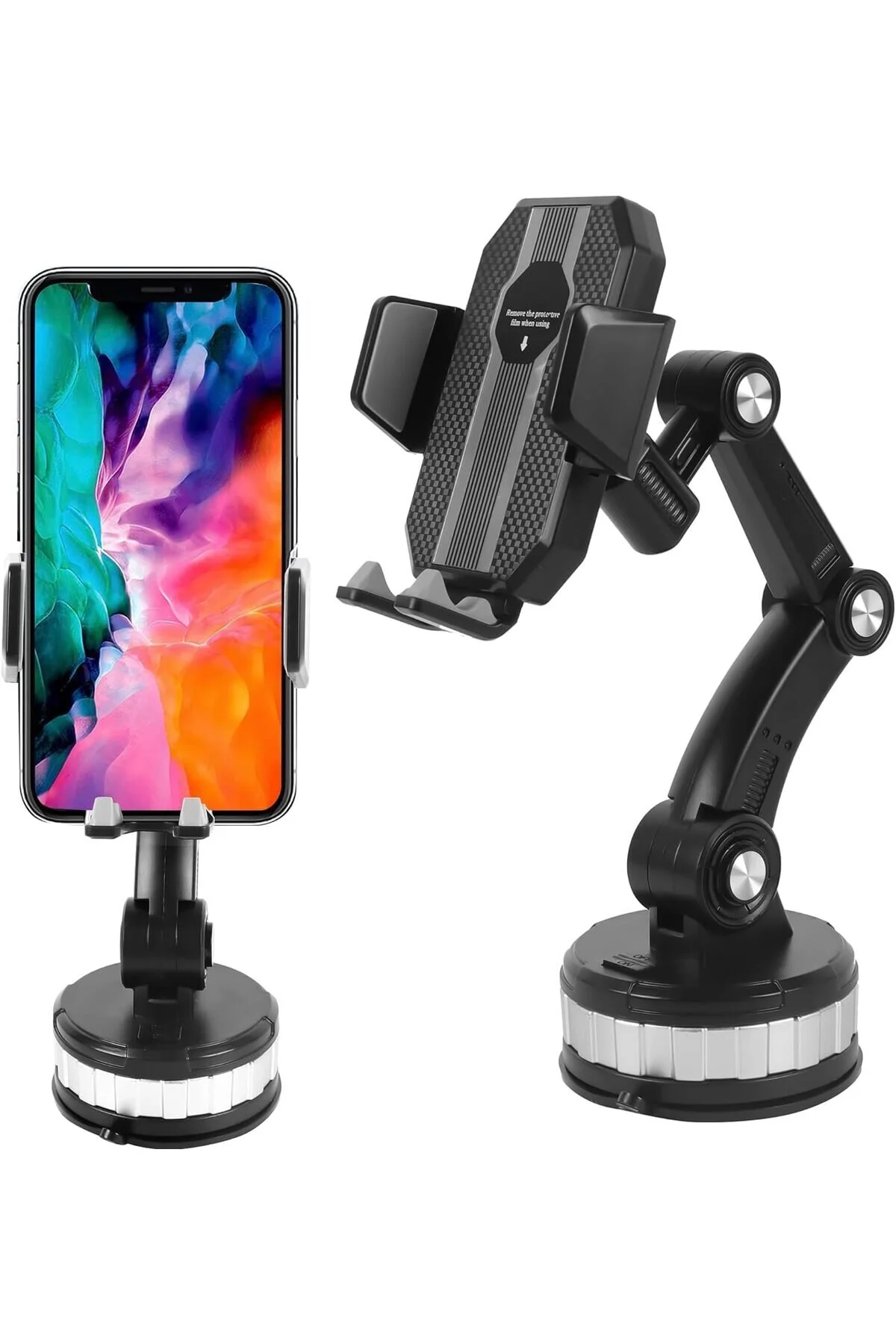Mekanizmalı Dönebilen Uzayabilen Kollu Vantuzlu Akrobat Araç İçi Telefon Tutucu