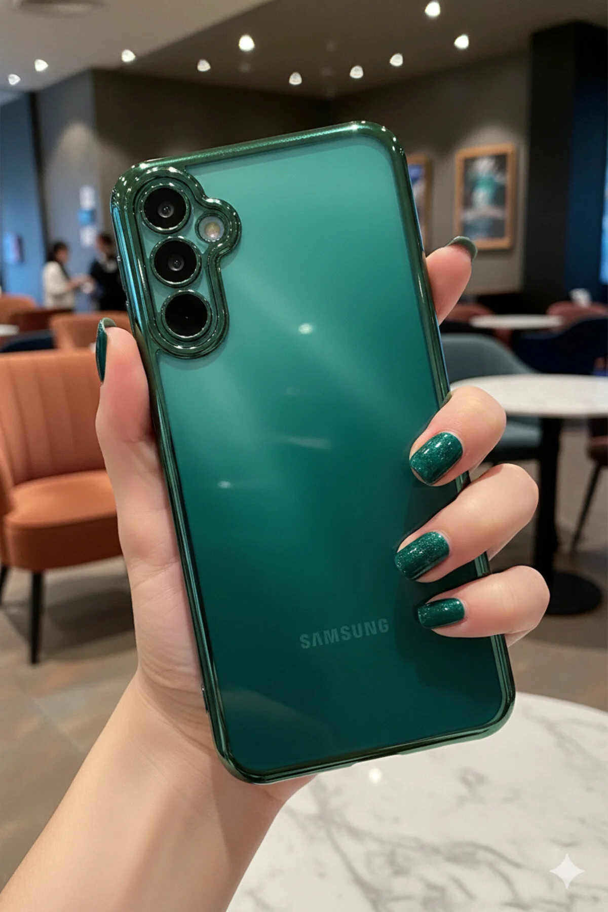 Samsung Galaxy A55 5G Uyumlu 3D Kamera Korumalı Şeffaf Tasarım Bumper Kılıf