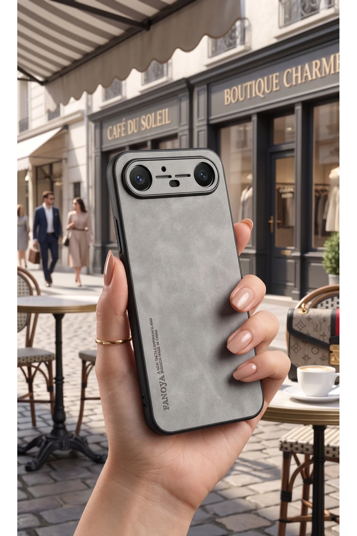 Tecno Spark Slim 5G İçin Uyumlu Deri Tasarımlı Elde Kaymaz Sararmaz Tozlanmaz Tpu Kılıf