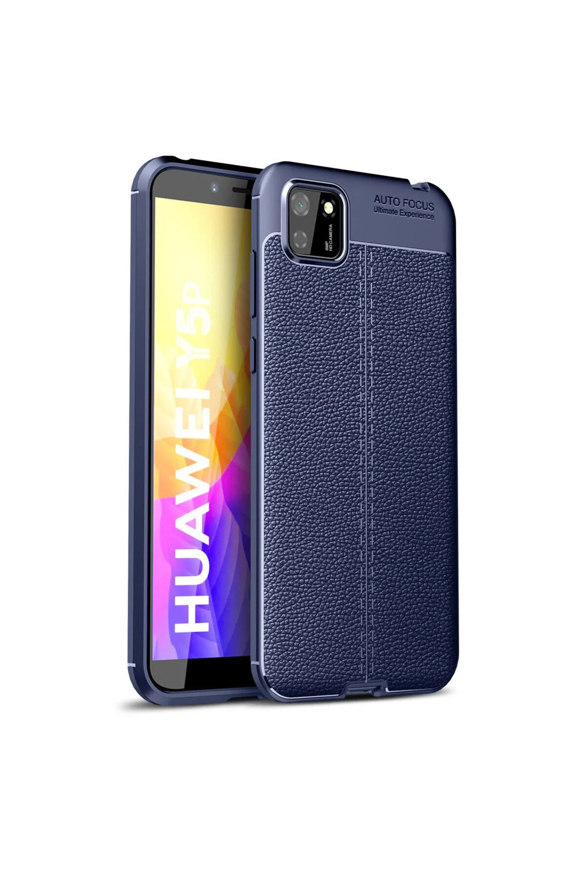 Huawei Y5P İçin Uyumlu Deri Tasarımlı Elde Kaymaz Korumalı Silikon Kılıf