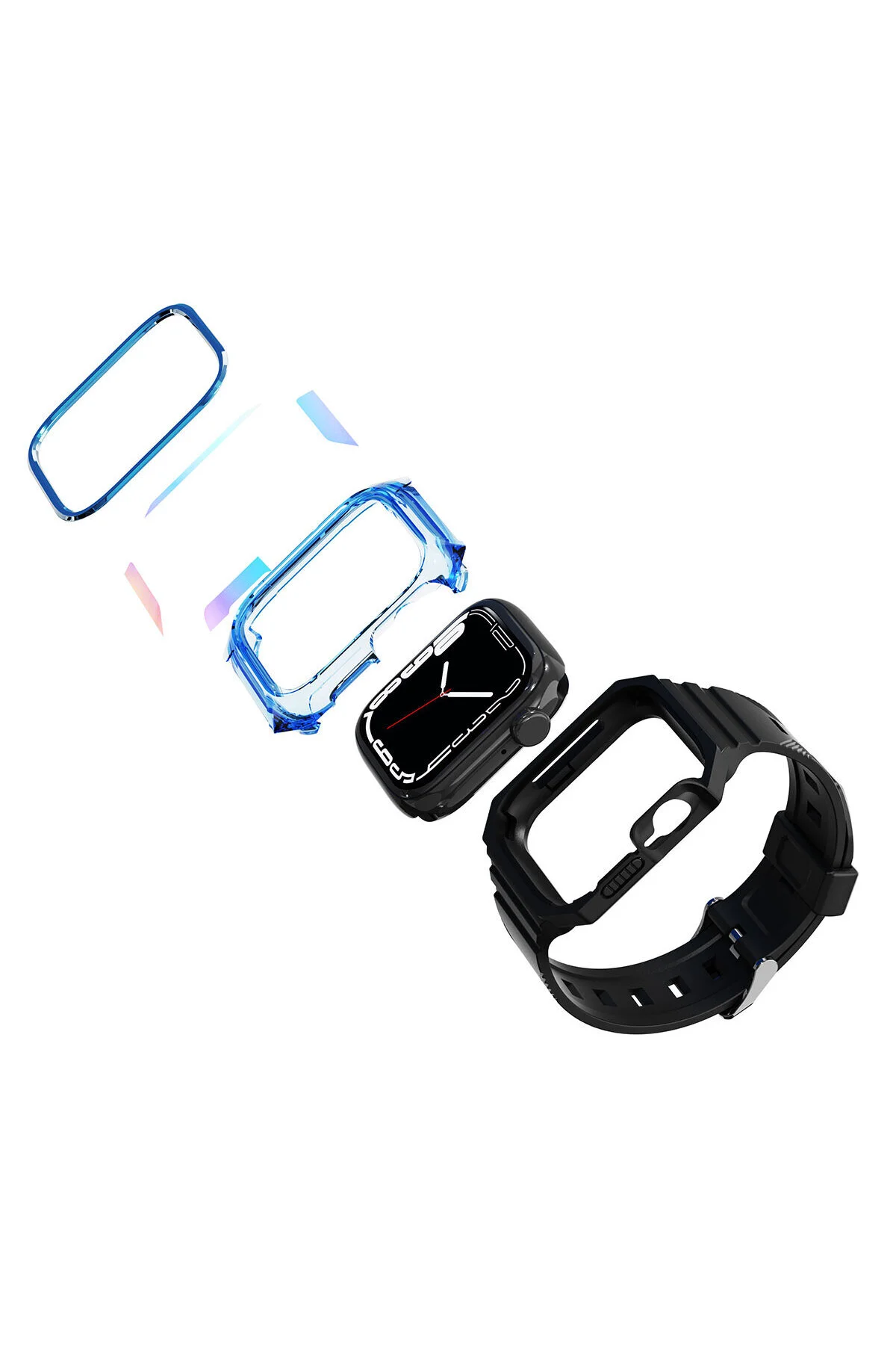 Watch 7 41mm İçin Uyumlu Sert PC Kasa Koruyuculu Silikon Kordon