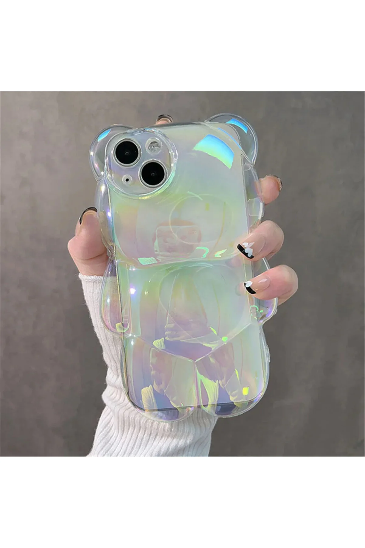 iPhone 12 Uyumlu Hologramlı Parlak Işıltılı Şık 3D Kamera Korumalı Kılıf