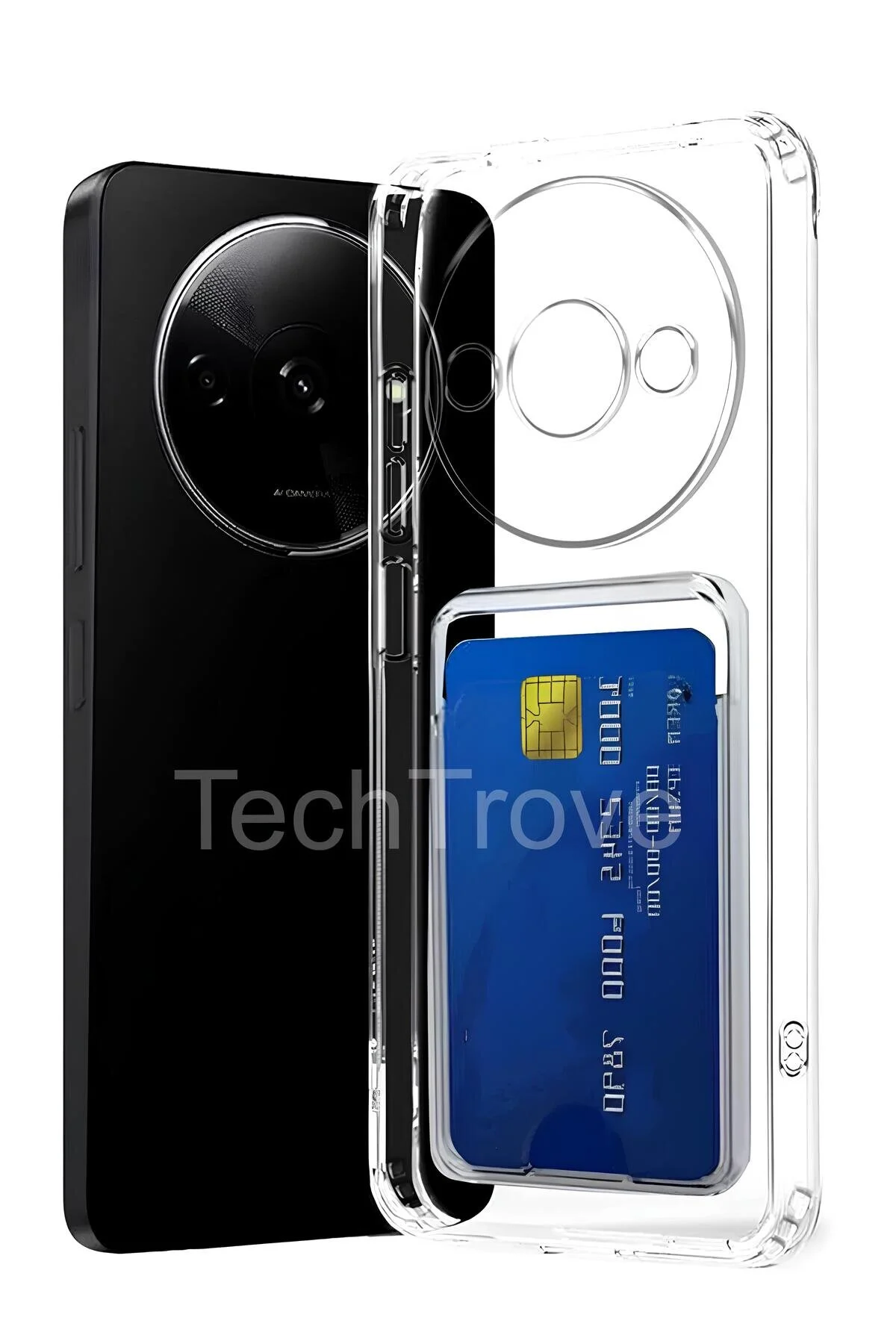 Xiaomi Redmi A3 4G Kılıf Kartlıklı Kamera Çıkıntılı Şeffaf Darbe Korumalı A Kalite Kapak