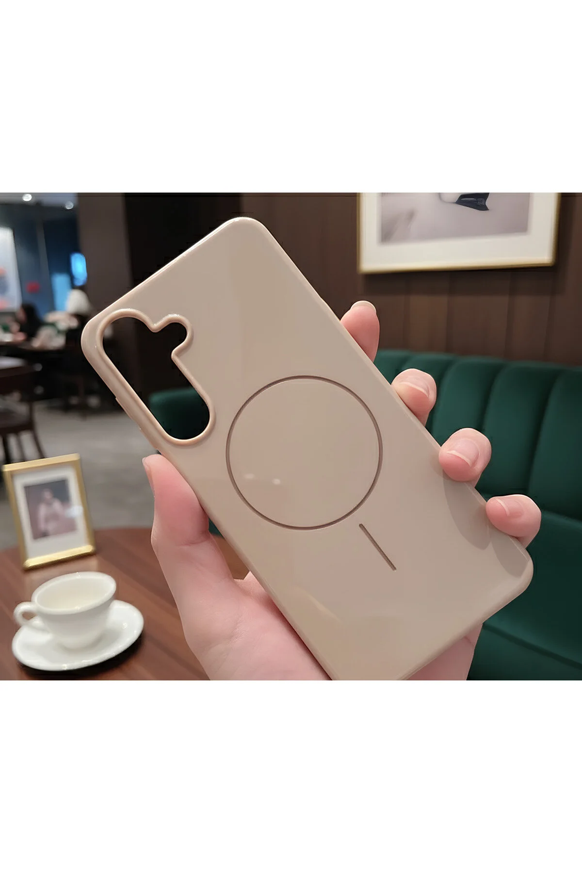 Galaxy A16 İçin Uyumlu Parlak Yapılı Magsafe Özellikli İçi Kadife Kılıf