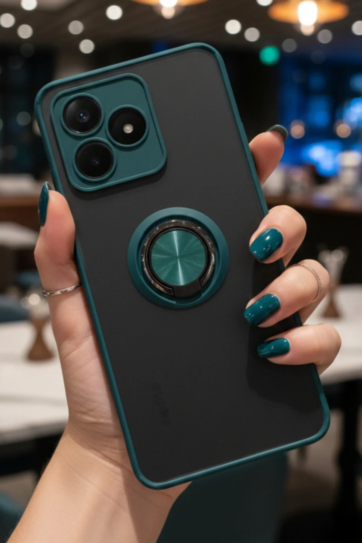 Realme C53 İçin Kamera Korumalı Yüzüklü Kılıf - Leke Tutmaz Mat ve Dayanıklı Yapı