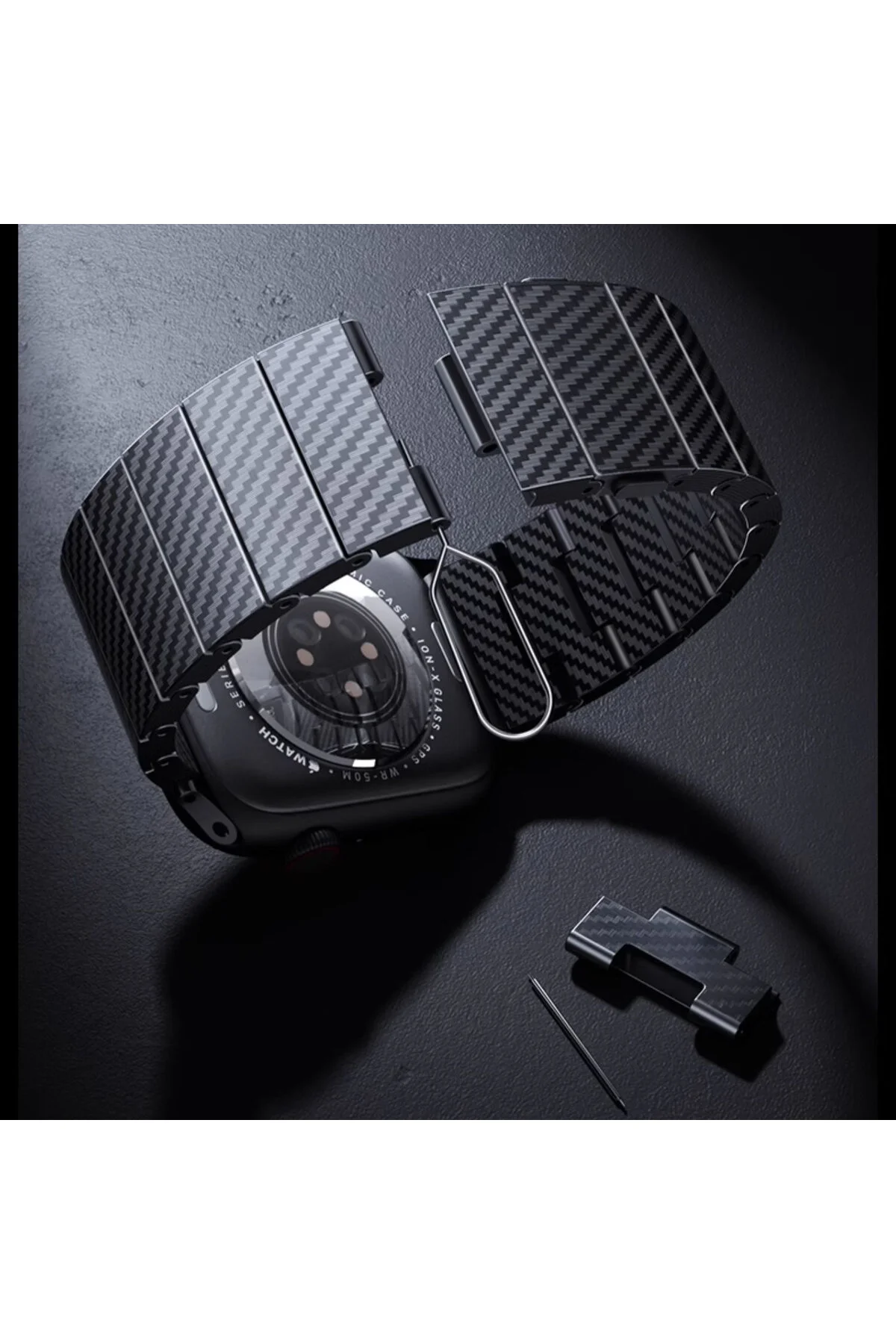 Watch 44mm İçin Uyumlu 600D Karbon Fiber Kordon