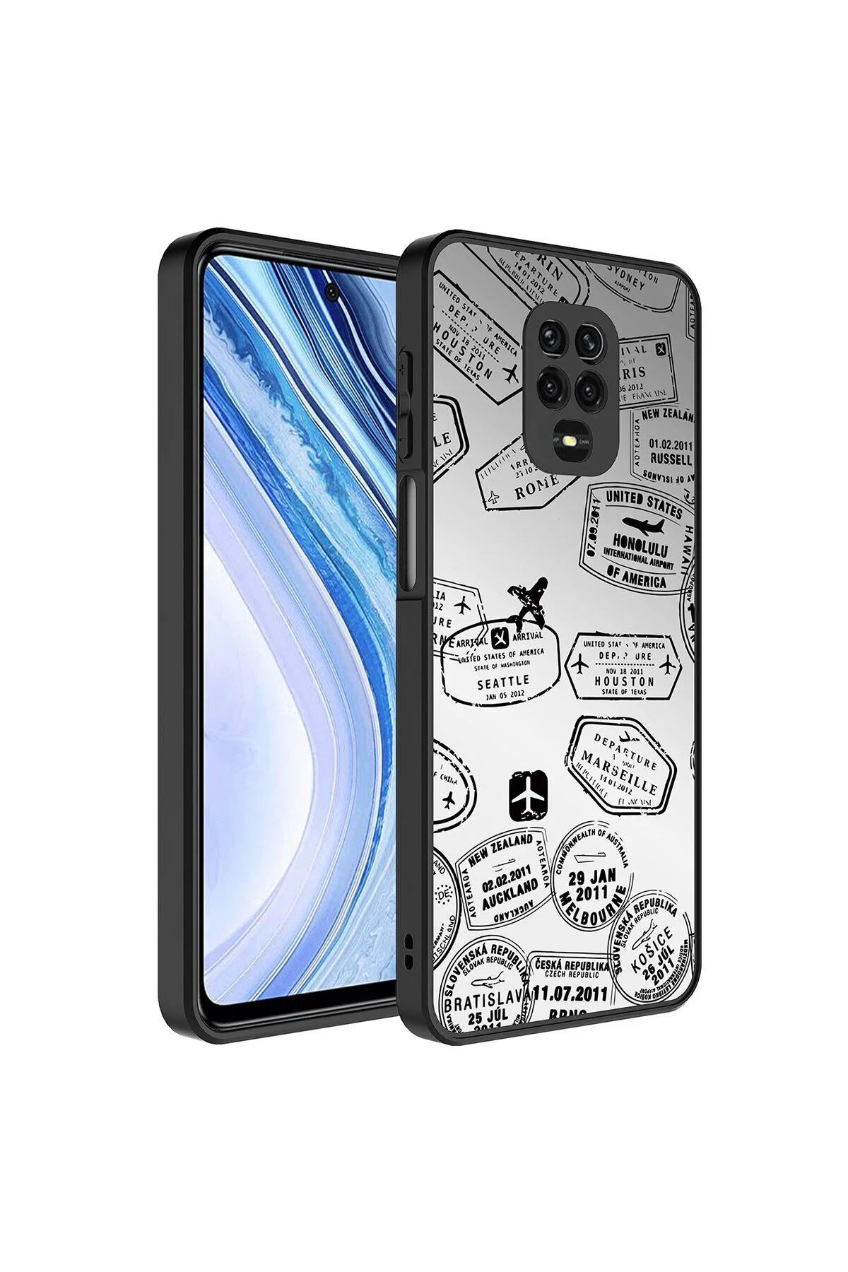 Redmi Note 9S Kılıf Aynalı Desenli Kamera Korumalı Parlak Darbe Emici Kapak