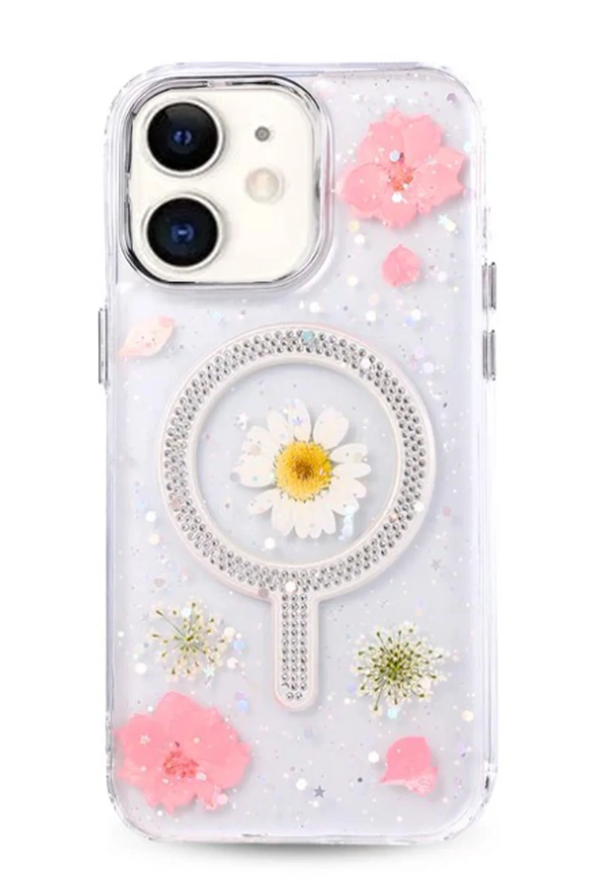 iPhone 11 Uyumlu Flower Magsafeli  Yeni Tasarım Kılıf - Pembe