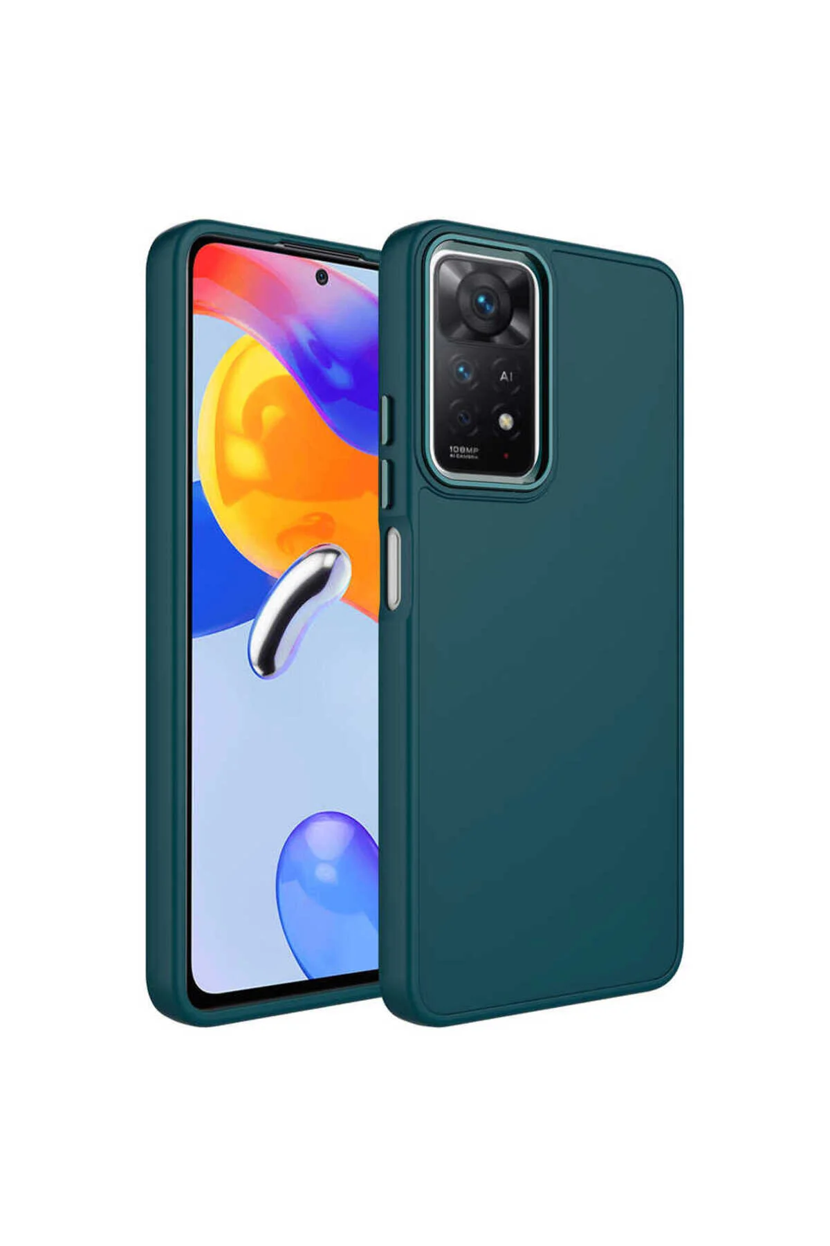 Redmi Note 11 Pro 5G İçin Uyumlu Metal Çerçeve ve Buton Tasarımlı Silikon Kılıf