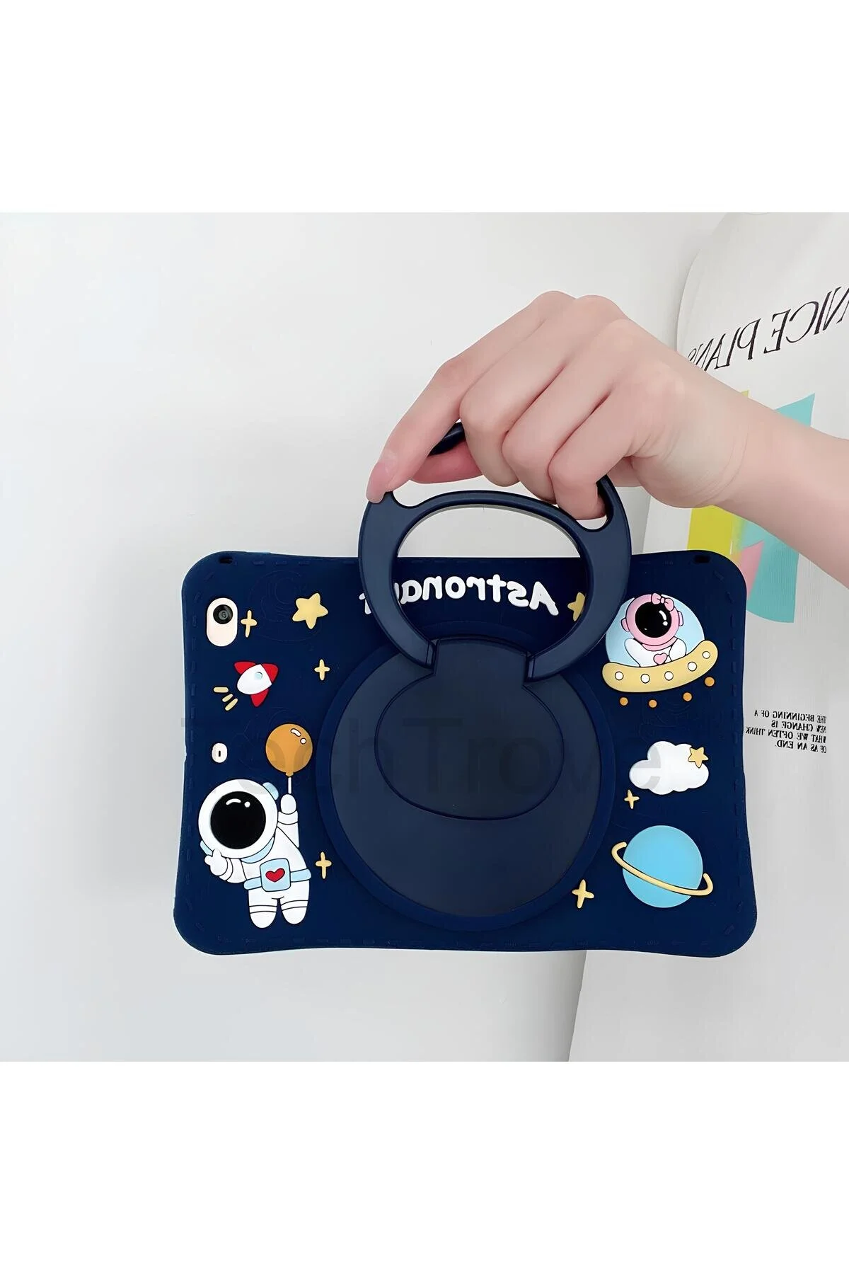 Honor X9 Kılıf Stand Olabilen Askılı Sevimli Astronot Figürlü Tablet Kılıfı