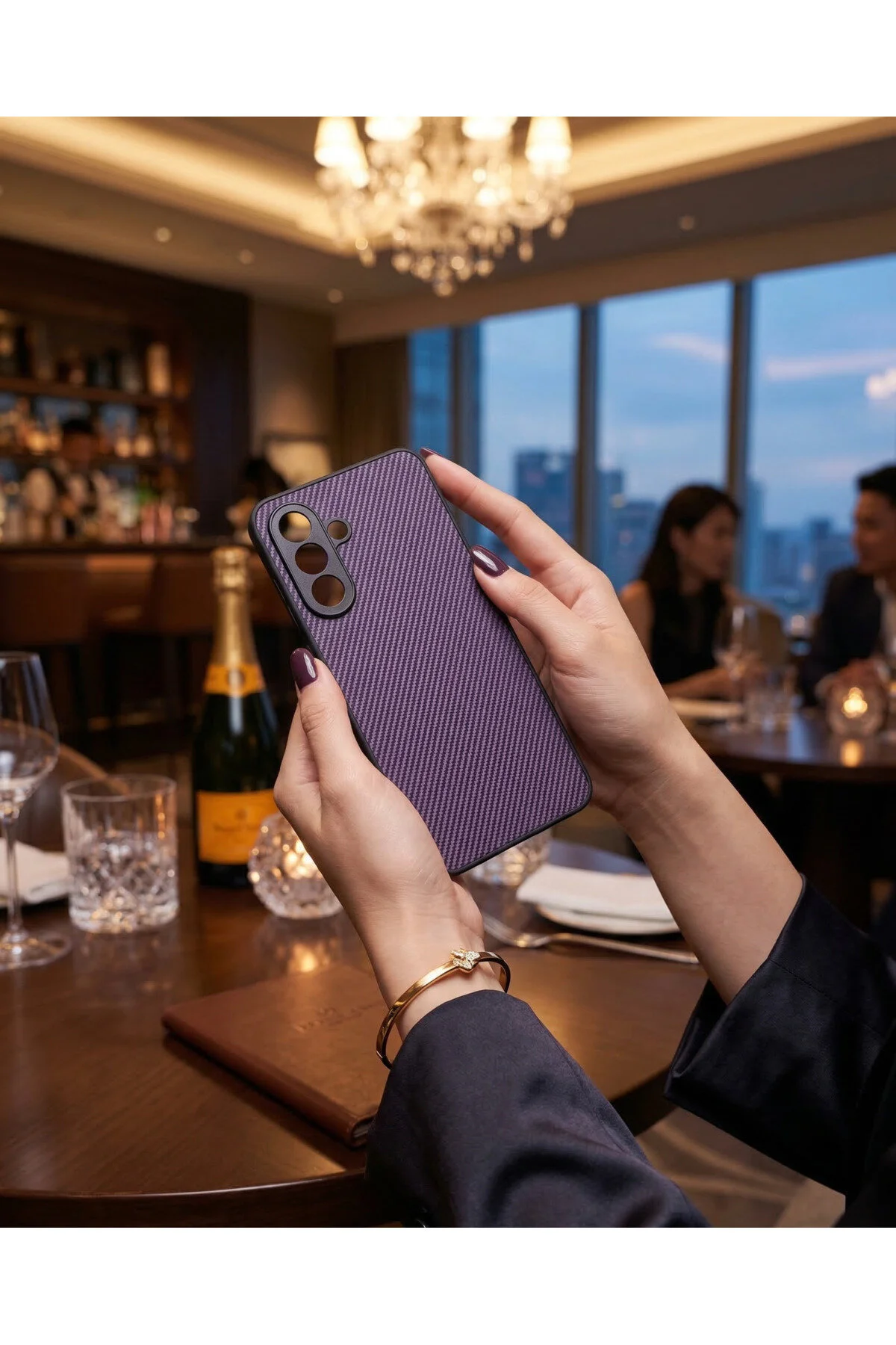Galaxy S26 İçin Uyumlu Karbon Fiber Dokulu Mat Lacivert Premium Silikon Kılıf