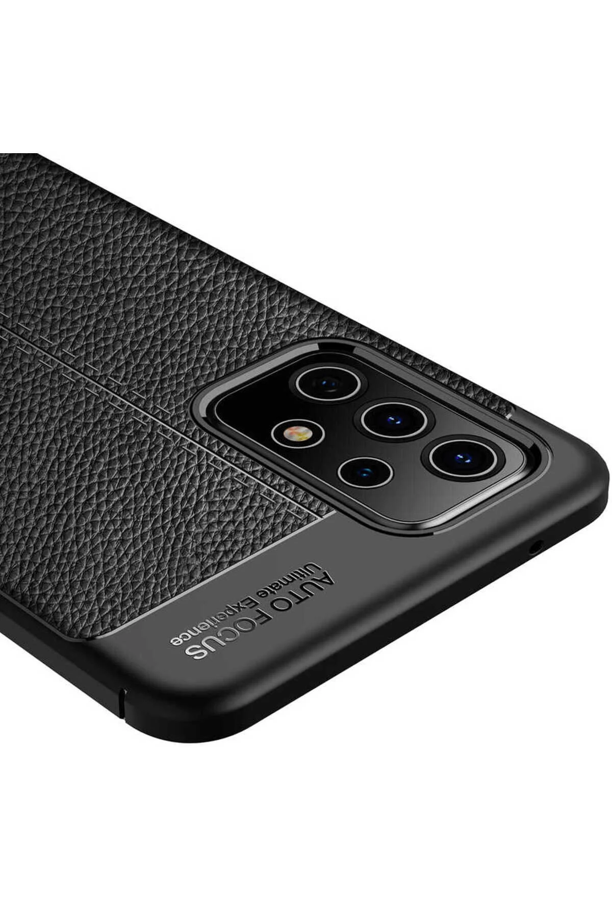 Galaxy A72 Uyumlu Deri Tasarımlı KAmera Korumalı Kılıf