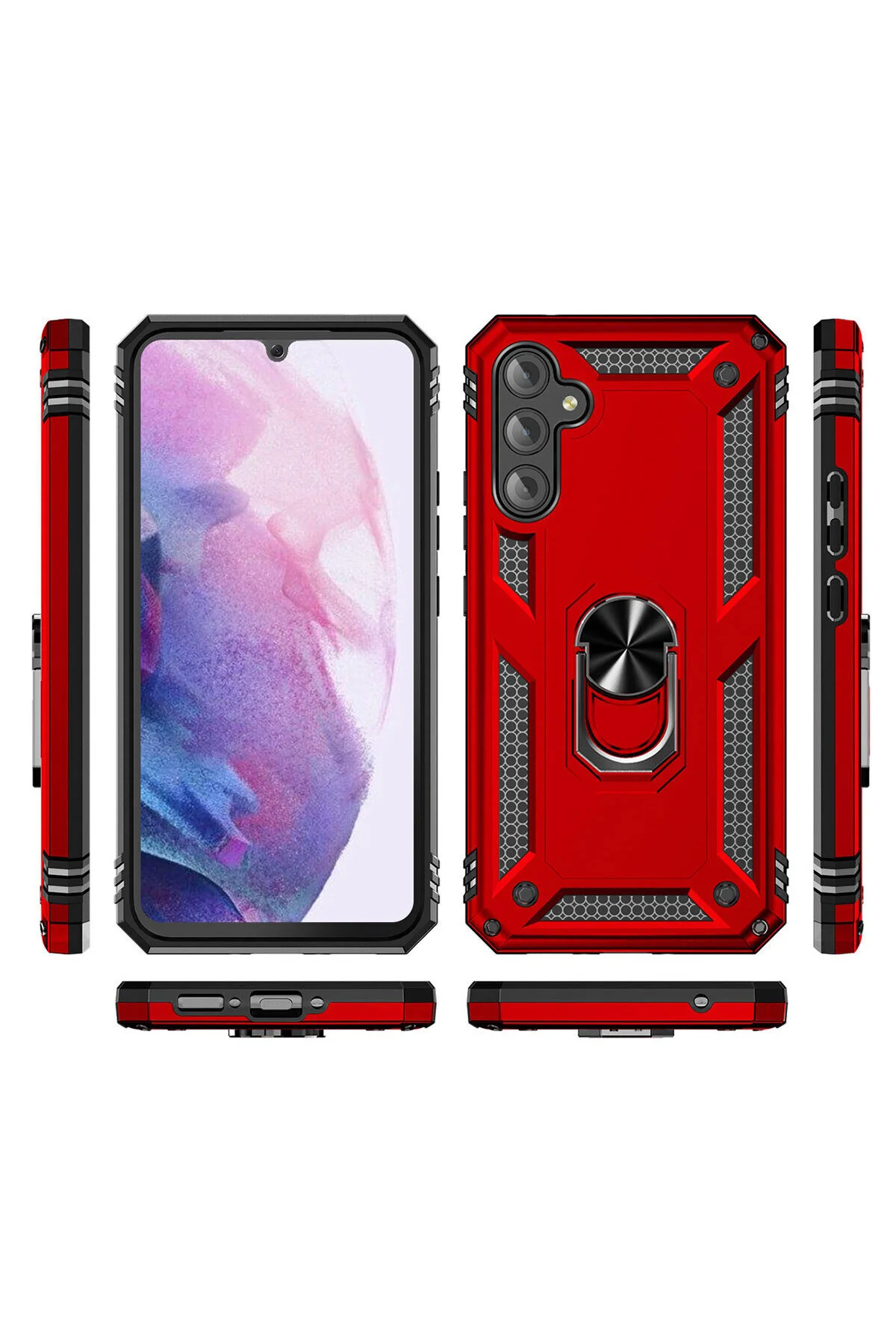 Galaxy A54 Uyumlu Yüzüklü Standlı Tank Kılıf