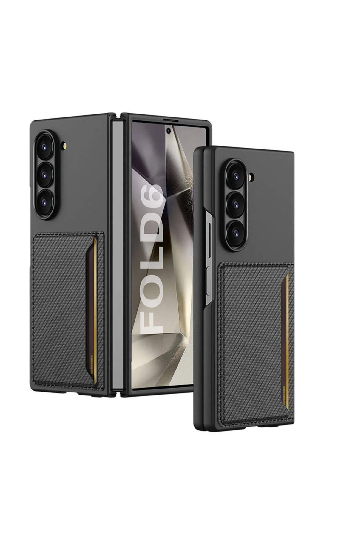 Galaxy Z Fold 6 Karbonfiber Arka Yüzey Hatreds Kartlıklı Z-Kart Kıpta Sert Kapak