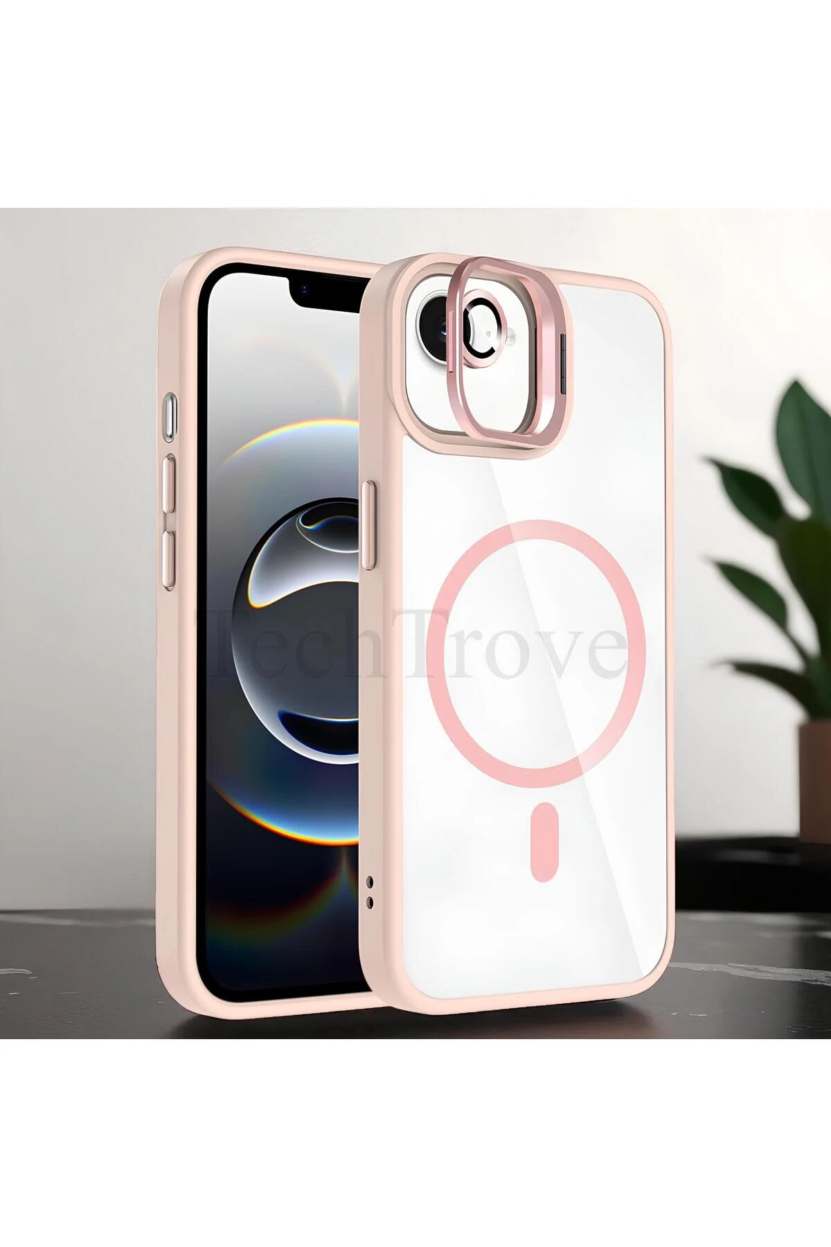 iPhone 16E Kılıf Standlı ve Kamera Lens Hediyeli Wireless Şarj Özellikli Ultra Lüks Kapak