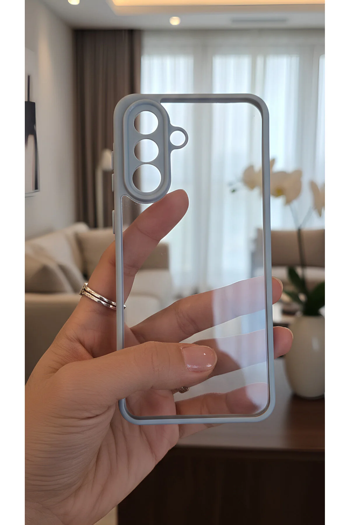 Samsung Galaxy A56 İçin Uyumlu Şeffaf Tasarımlı Renkli Kenarlı Airbag Darbe Korumalı Kılıf