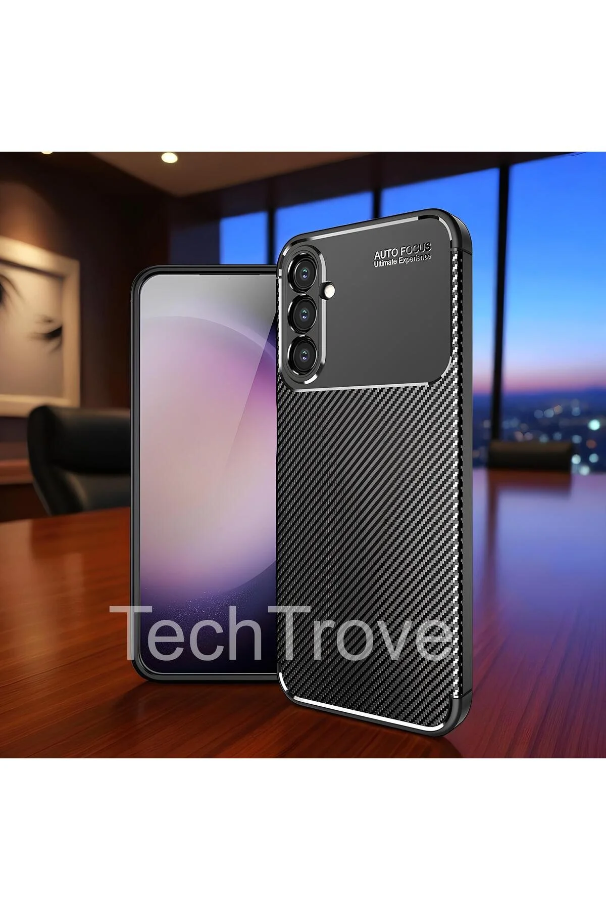 Samsung Galaxy S24 Kılıf Kamera Korumalı Darbe Emici Karbon Fiber Desenli Renk Atmaz Silikon Kapak
