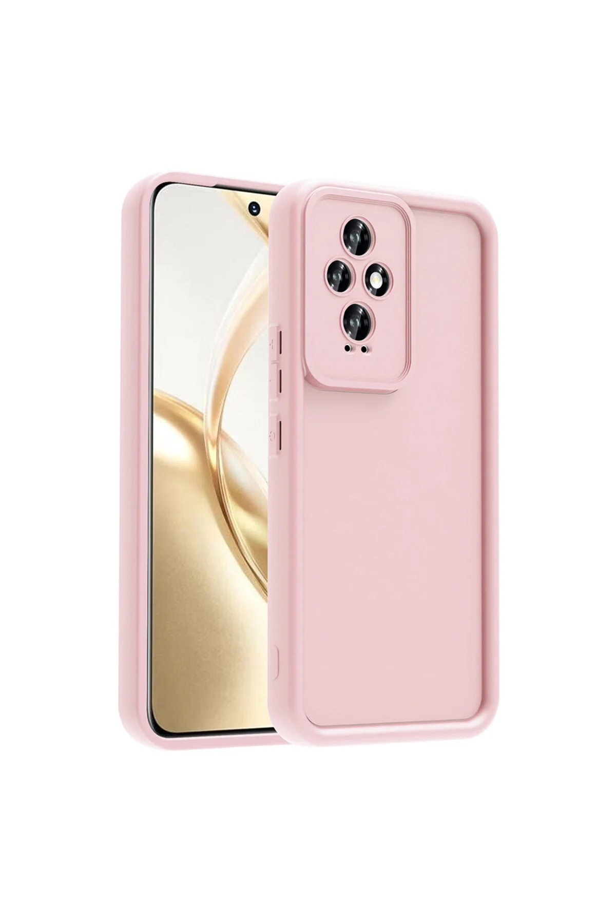Honor 200 Kılıf Kamera Korumalı Kenar Çıkıntılı Soft Renkli Silikon Kapak - Pembe