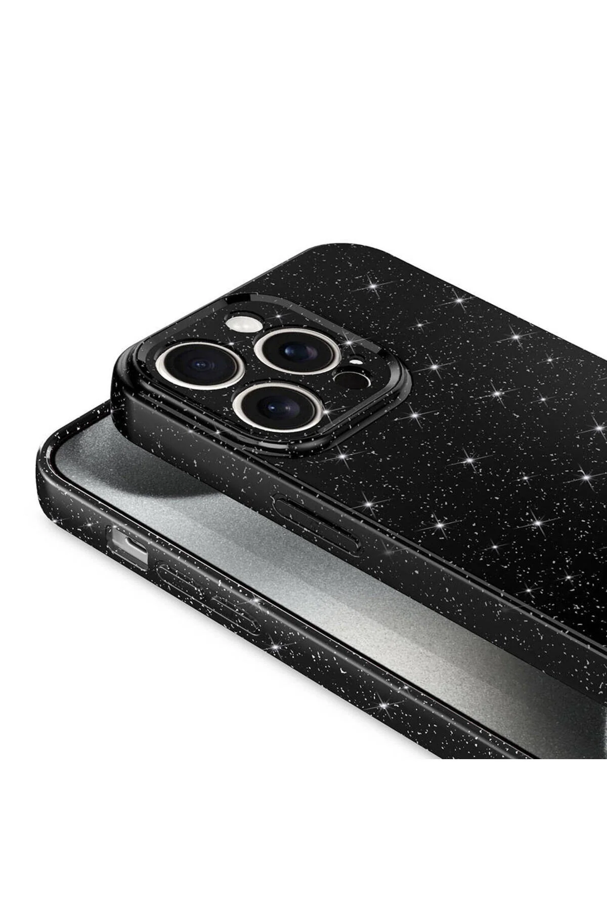 Apple iPhone 15 Pro Uyumlu Simli Tasarımlı Kamera Korumalı Renkli Kılıf